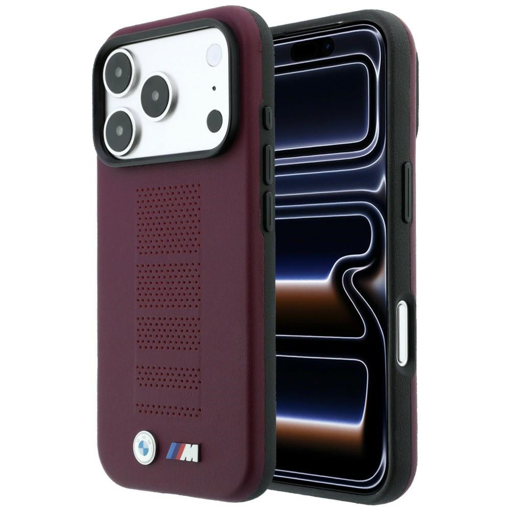 BMW BMHMP18X26SWPPER M Blue Perfo Metal Logo MagSafe for iPhone 18 Pro Max / 17 Pro Max burgundy
