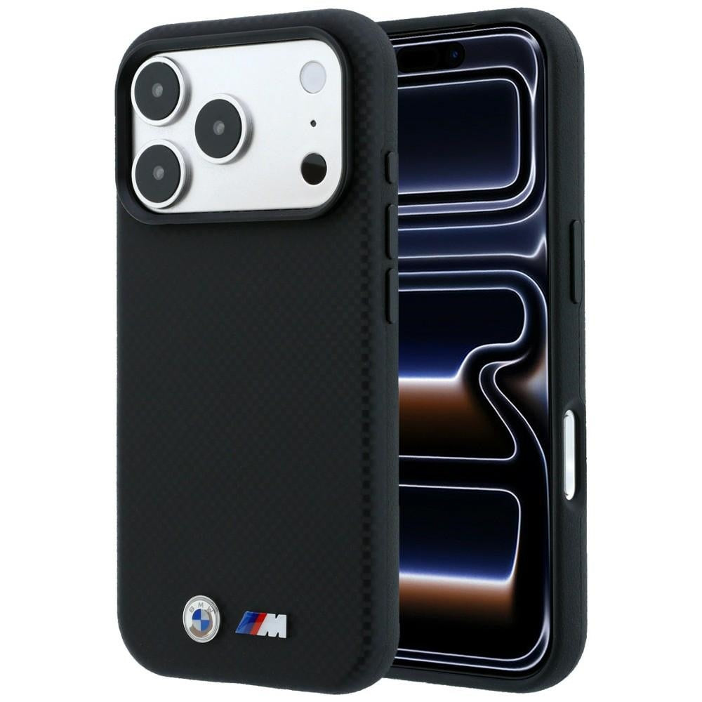 BMW BMHMP18X25SWPUKEK M Quadrille Kevlar Metal Logo MagSafe Case for iPhone 18 Pro Max / 17 Pro Max Black