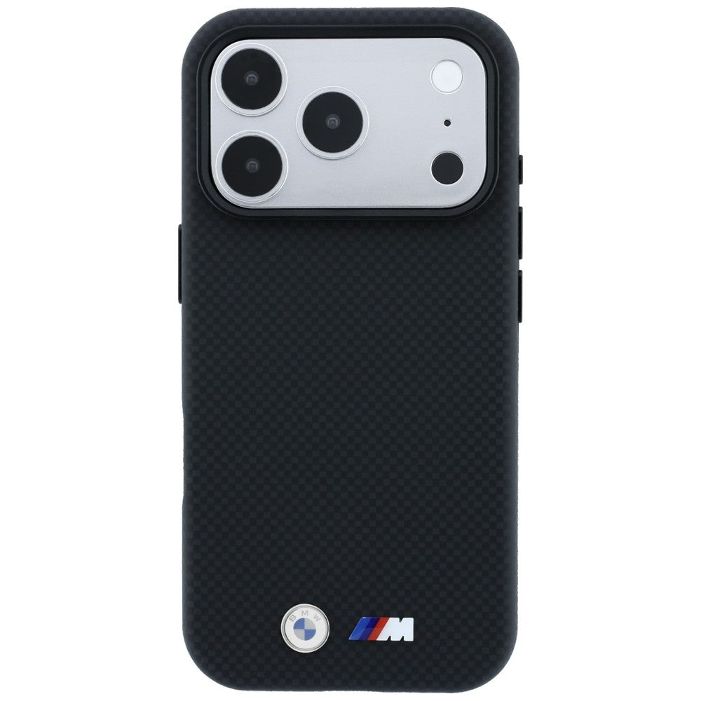 BMW BMHMP18X25SWPUKEK M Quadrille Kevlar Metal Logo MagSafe Case for iPhone 18 Pro Max / 17 Pro Max Black