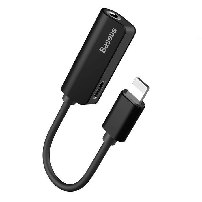Baseus Call32-01 L32 Lightning Male To 3.5mm + Lightning Female Adapter Black