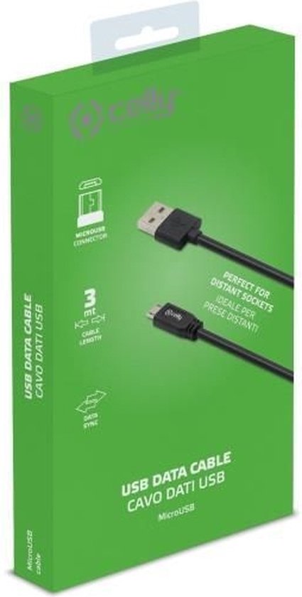 Celly USB to MicroUSB data cable 3m