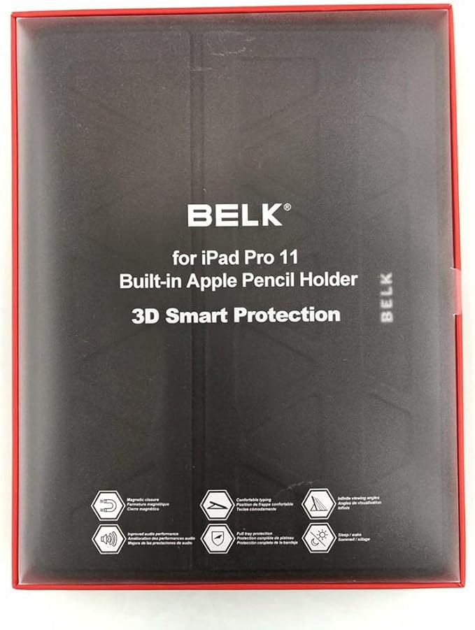 BELK 3D Smart Protection Case for iPad Pro 11 Built-in Appel Pencil Holder- Black