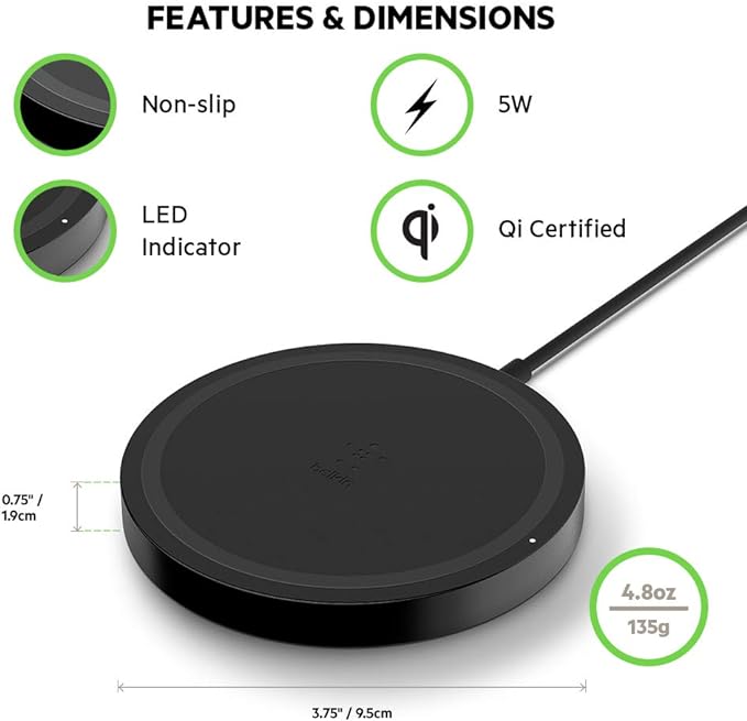 Belkin Boost Up Wireless Charging Pad 5W, Fast Qi Wireless Charger