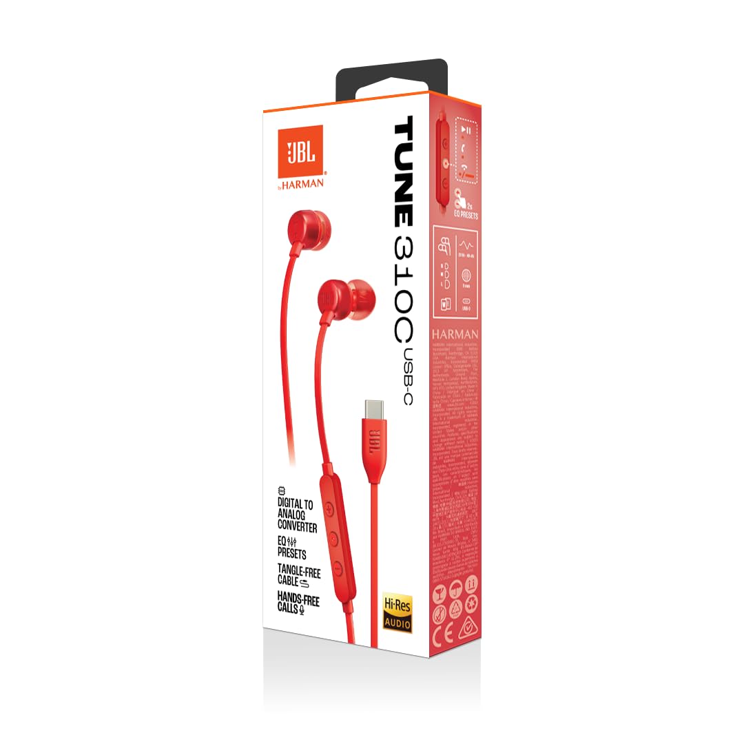 JBL Tune 310C USB-C in-ear headphones Red