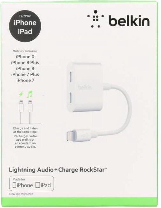 Belkin Lightning Rockstar™ audio en oplaad kabeladapter - Wit