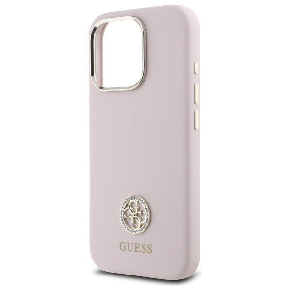 Guess GUHCP16XM4DGPP Hardcase for iPhone 16 Pro Max Pink hardcase Silicone Logo Strass 4G