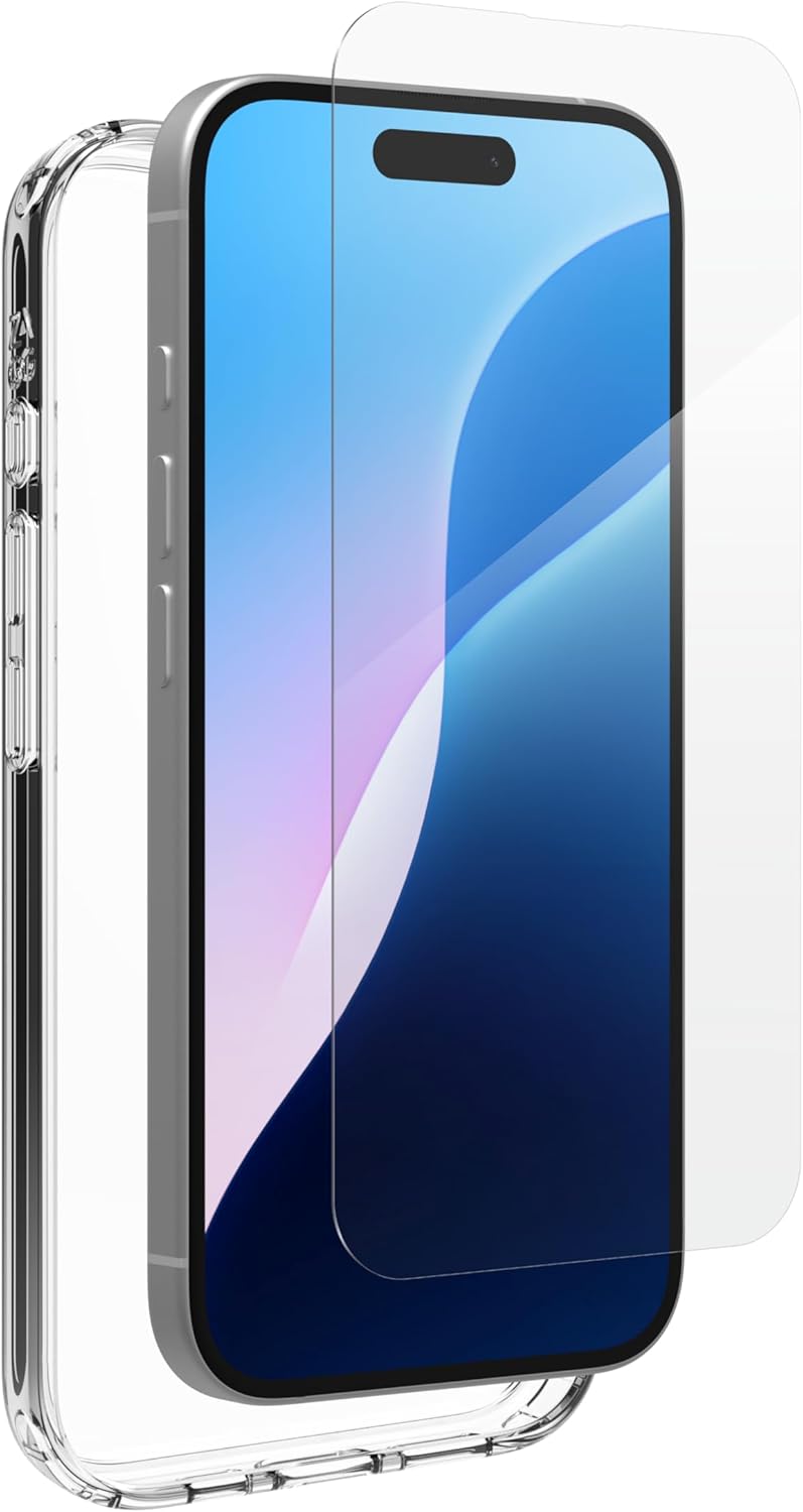 ZAGG Tempered Glass screen protector & Clear protective Case for iPhone 16