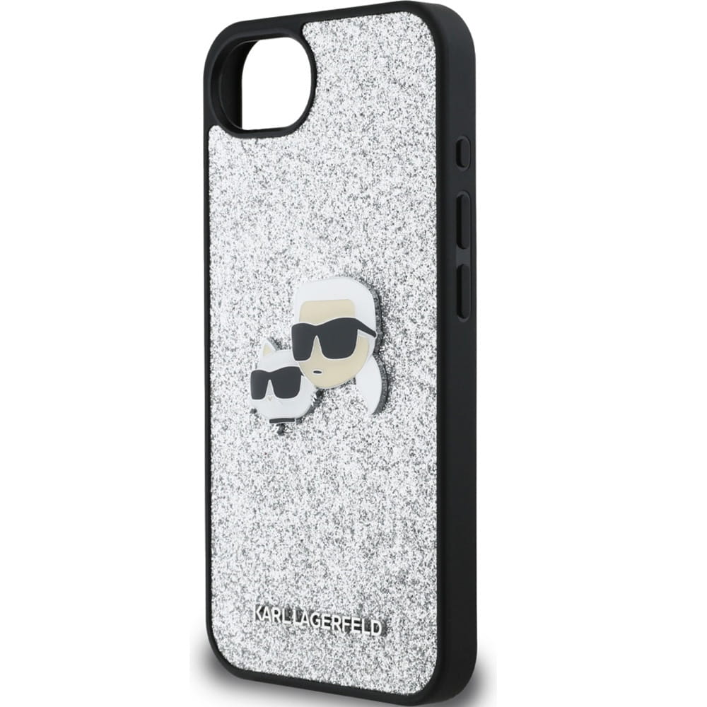 Karl Lagerfeld KLHCPSE4PFGKCPS Fixed Glitter Case Ikonik with Metal Pin for iPhone 16th Silver