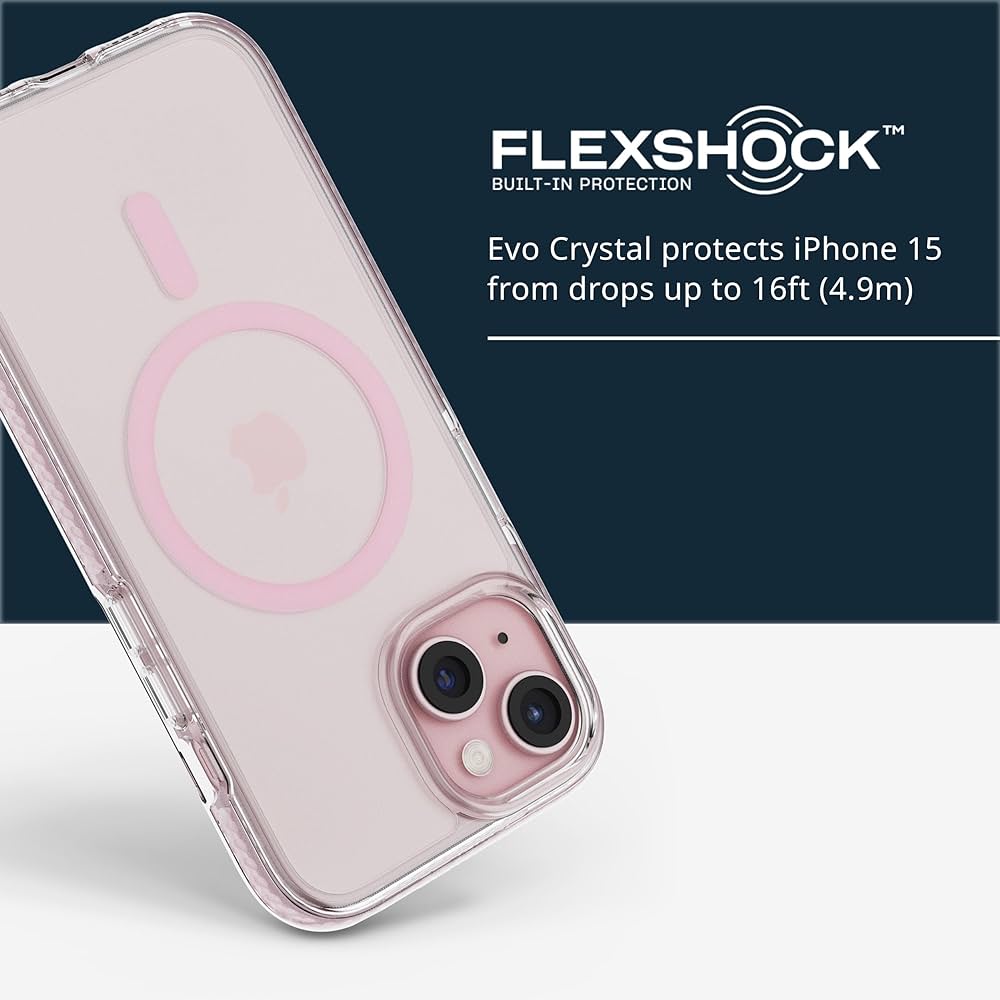 Tech 21 T21-10739 EVO Crystal pink w/MagSafe for iPhone 15 eb