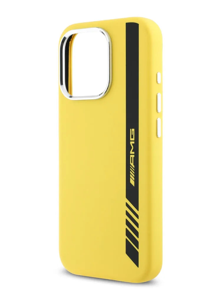 AMG Liquid silicone MagSafe Hardcase for iPhone 16 Pro with metal Camera Protection Yellow