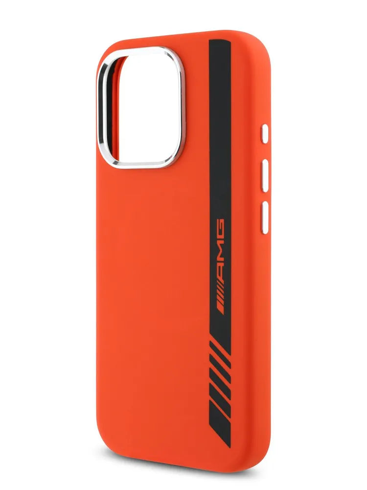 AMG Liquid silicone MagSafe Hardcase for iPhone 16 Pro with metal camera protection orange