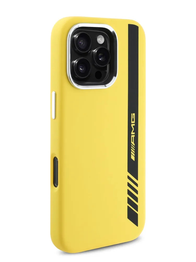 AMG Liquid silicone MagSafe Hardcase for iPhone 16 Pro with metal Camera Protection Yellow