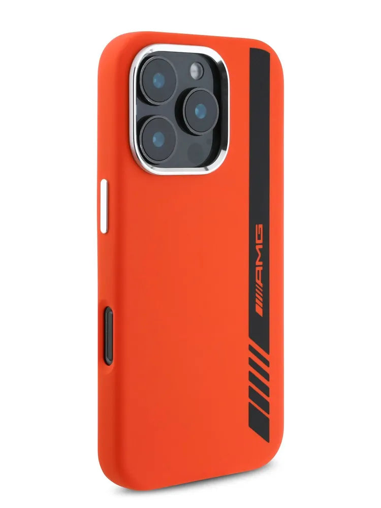 AMG Liquid silicone MagSafe Hardcase for iPhone 16 Pro with metal camera protection orange