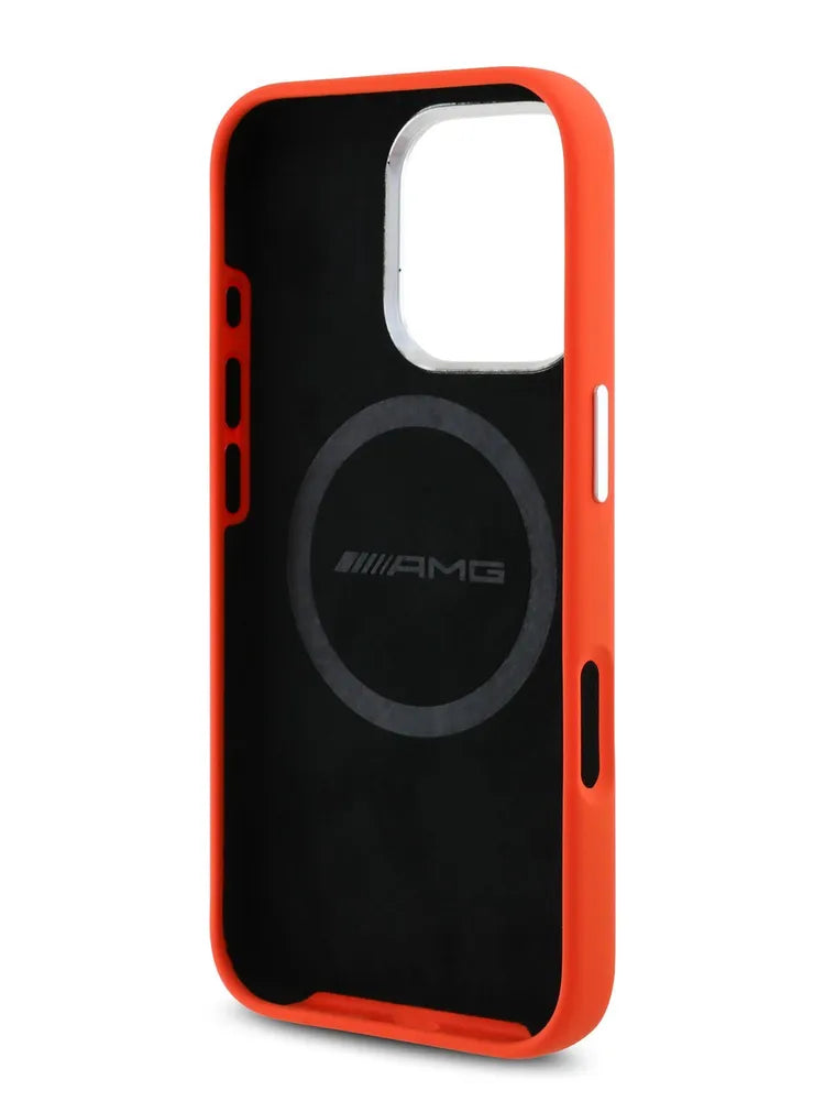 AMG Liquid silicone MagSafe Hardcase for iPhone 16 Pro with metal camera protection orange