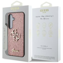 Case Guess GUHCS25SHG4SGP  Fixed Glitter Big 4G Metal  Logo to Samsung Galaxy S25 pink