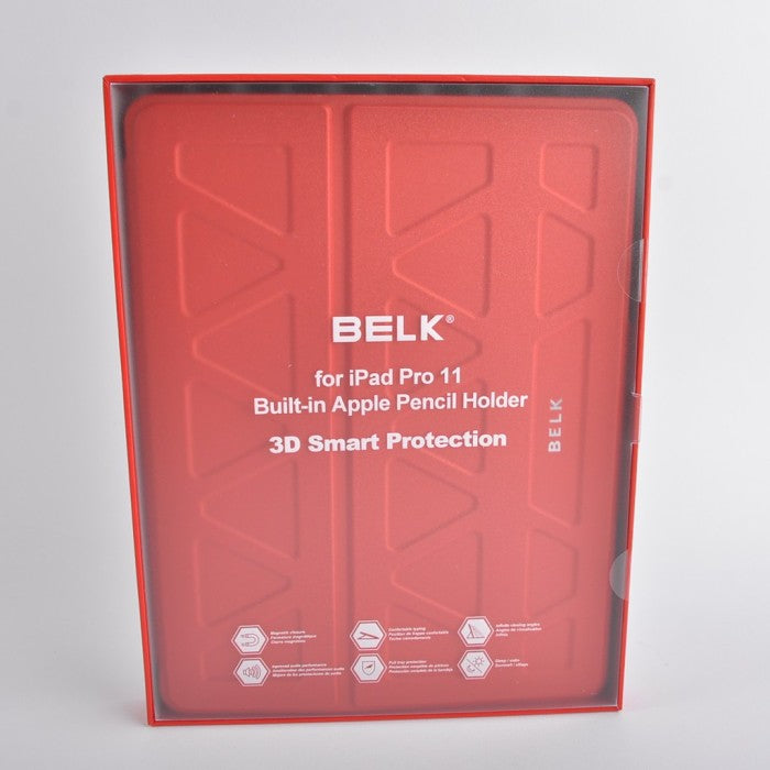 BELK 3D Smart Protection Case for iPad Pro 11 inch 2020/ 2018 Built-in Appel Pencil Holder- Red