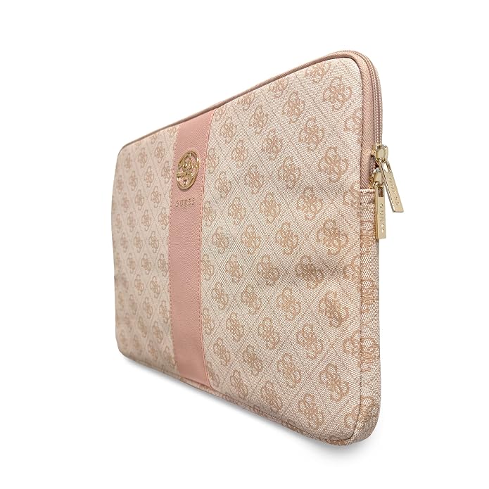 Guess Laptop Sleeve Zipper Pocket & Iconic Triangle Metal Logo Pink 14