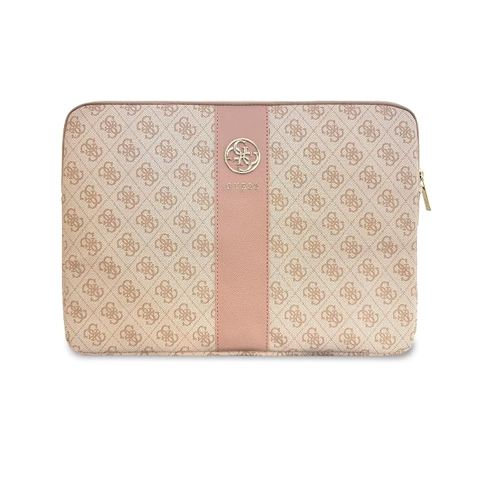 Guess Laptop Sleeve Zipper Pocket & Iconic Triangle Metal Logo Pink 14
