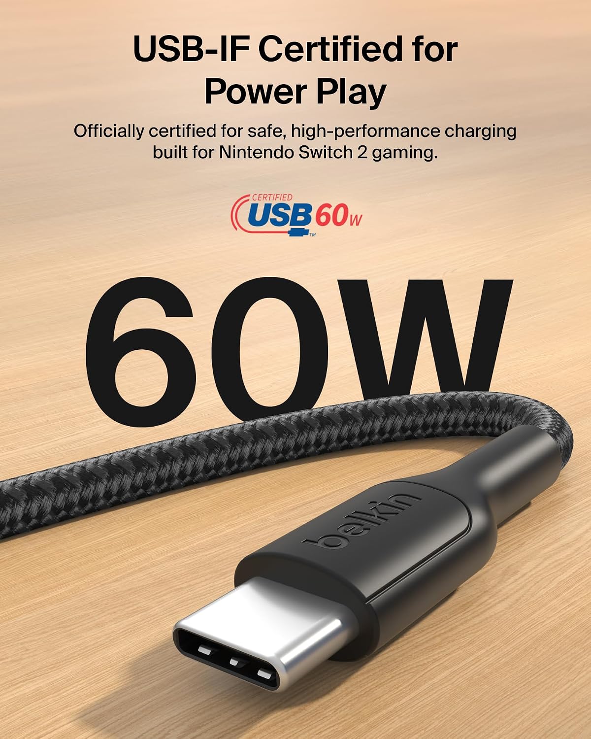 Belkin Gaming USB-C to USB-C Cable 60W
