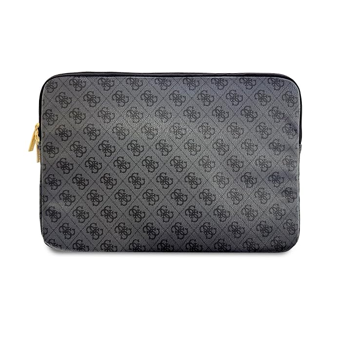 Guess Laptop Sleeve Zipper Pocket & Iconic Triangle Metal Logo Black 14