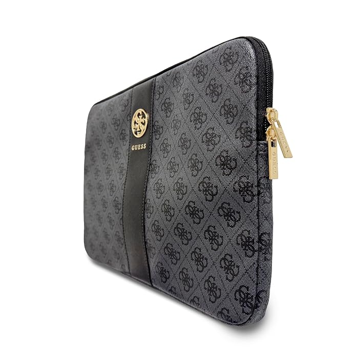 Guess Laptop Sleeve Zipper Pocket & Iconic Triangle Metal Logo Black 14