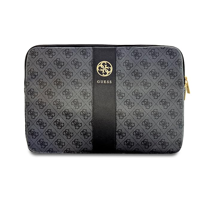 Guess Laptop Sleeve Zipper Pocket & Iconic Triangle Metal Logo Black 16