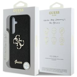 Case Guess Fixed Glitter Big 4G Metal    Logo to Samsung Galaxy S25 black