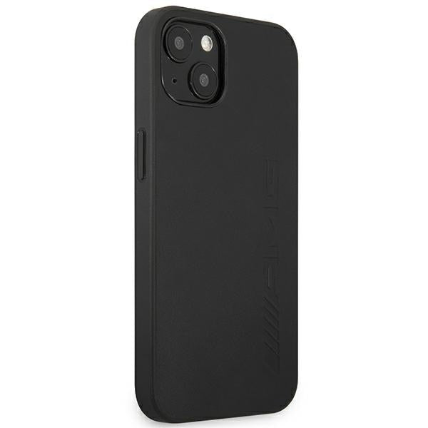 Case for AMG AMHCP14SDOLBK iPhone 14 black hardcase Leather Hot Stamped