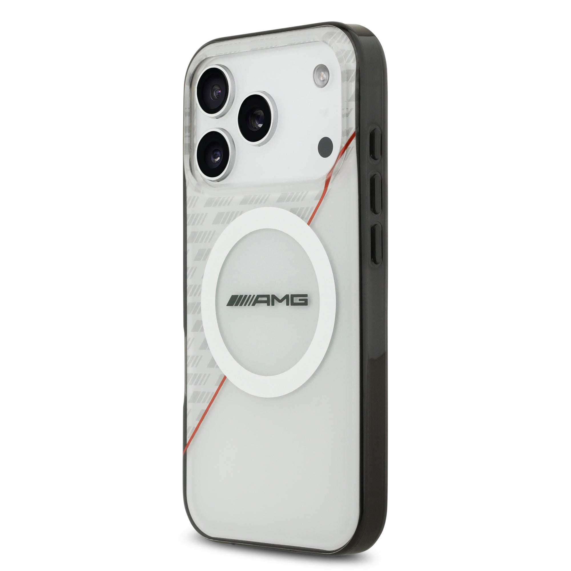 AMG AMHMP17L24HRDWR HardCase MagSafe Rhinestone Transparent Rhombs WHITE/RED iPhone 17 Pro