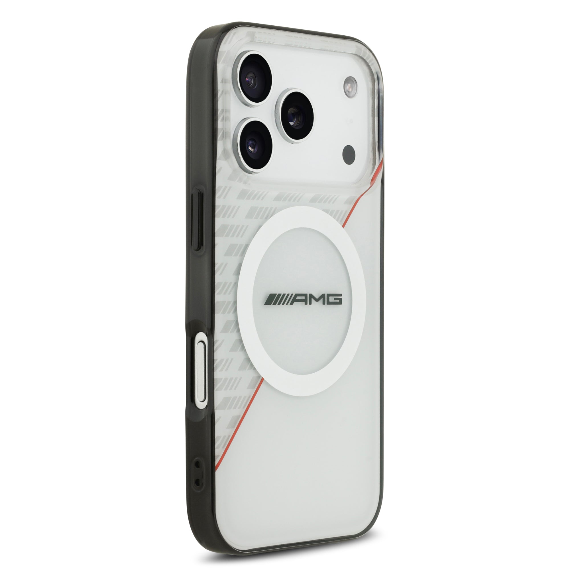 AMG AMHMP17L24HRDWR HardCase MagSafe Rhinestone Transparent Rhombs WHITE/RED iPhone 17 Pro