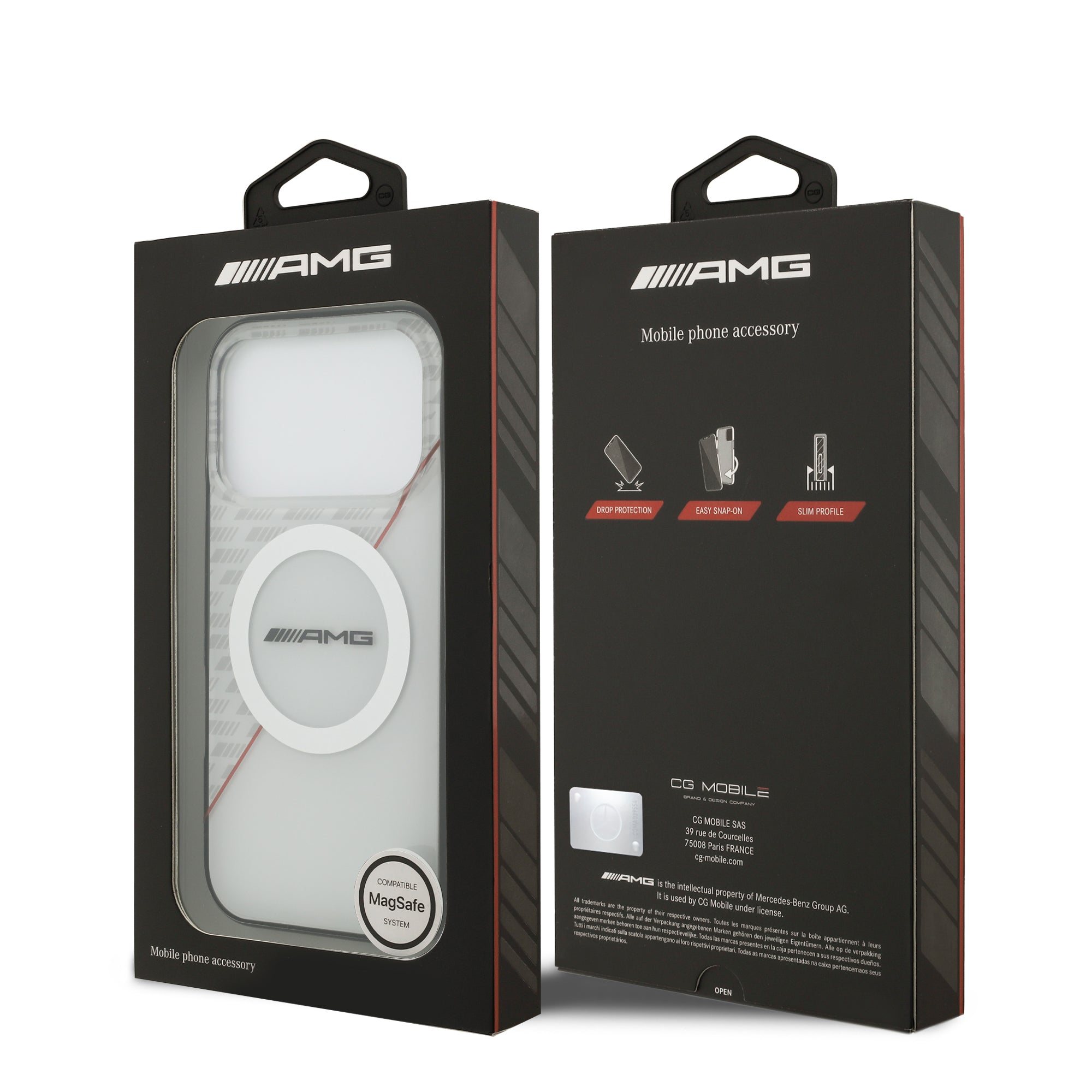 AMG AMHMP17L24HRDWR HardCase MagSafe Rhinestone Transparent Rhombs WHITE/RED iPhone 17 Pro