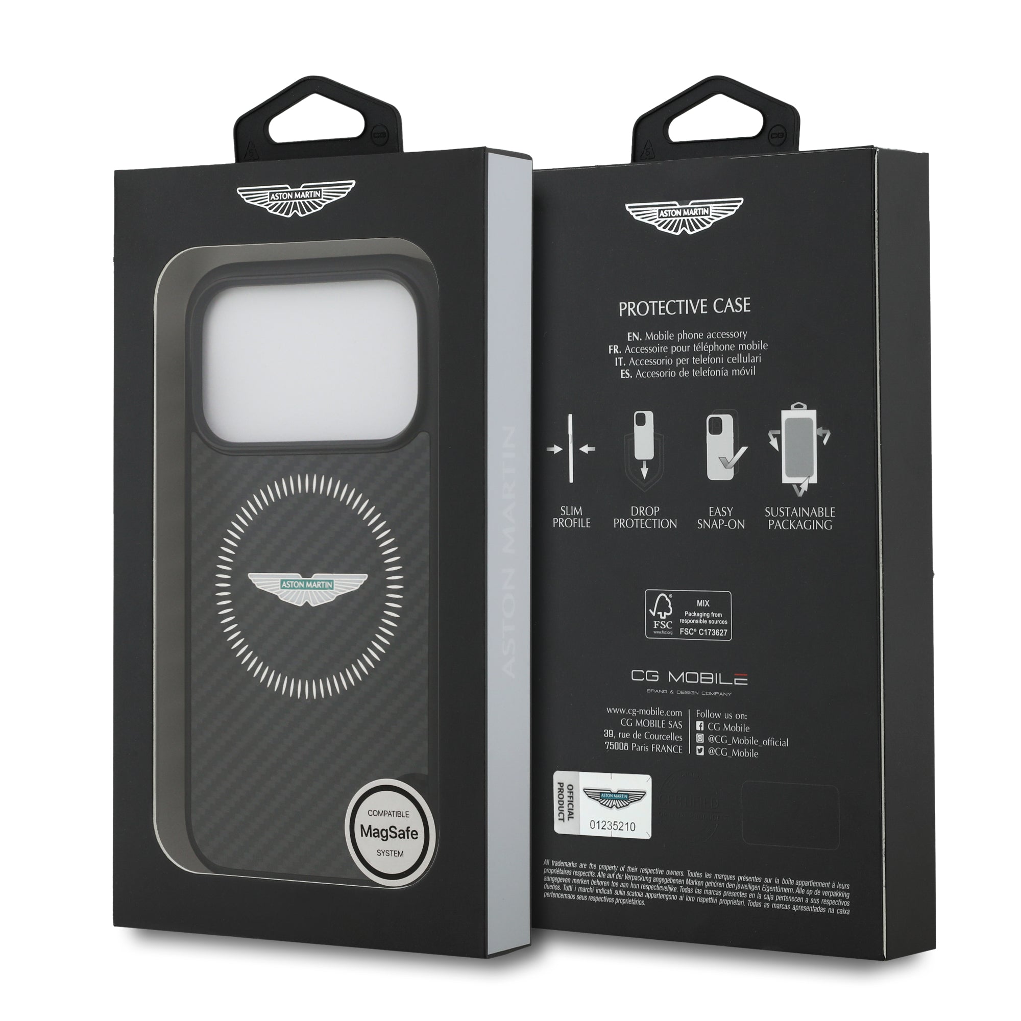 ASTON MARTIN ASHMP17LFCOS ASHMP17LFCOS HardCase MagSafe KEVLAR W/ COUNTER DESIGN Black iPhone 17 Pro