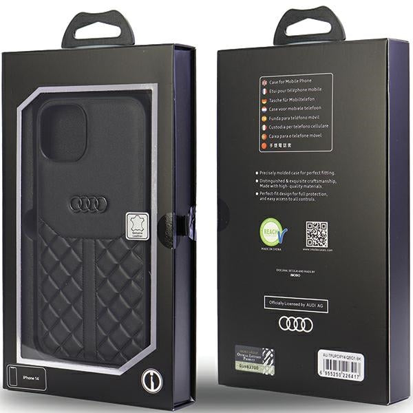 Audi Genuine Leather iPhone 15 / 14 / 13 black hardcase AU-TPUPCIP14-Q8/D1-BK