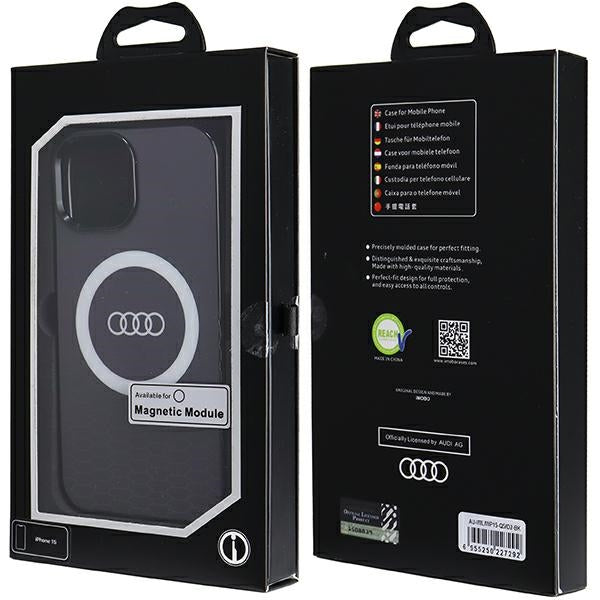 Audi IML Big Logo MagSafe Case iPhone 15 black hardcase AU-IMLMIP15-Q5/D2-BK