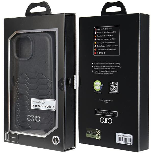 Audi Synthetic Leather MagSafe iPhone 15 / 14 / 13 black hardcase AU-TPUPCMIP15-GT/D3-BK