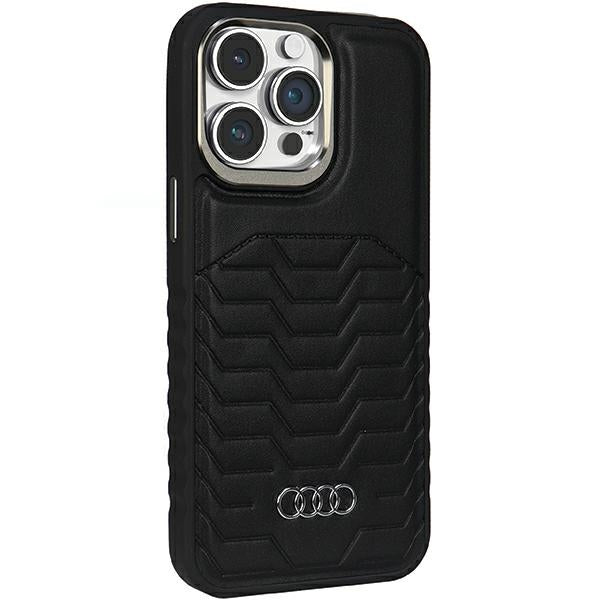 Audi Synthetic Leather MagSafe iPhone 15 Pro black hardcase AU-TPUPCMIP15P-GT/D3-BK