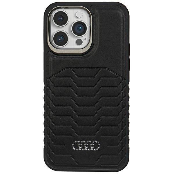 Audi Synthetic Leather MagSafe iPhone 15 Pro Max black hardcase AU-TPUPCMIP15PM-GT/D3-BK