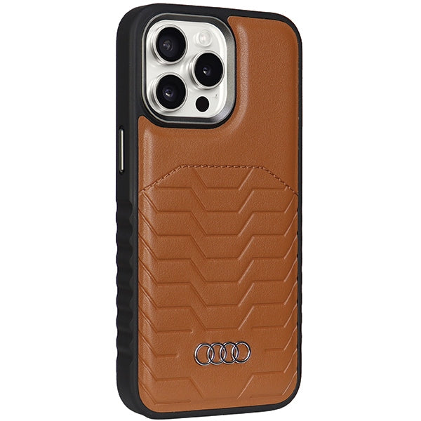 Audi Synthetic Leather MagSafe iPhone 15 Pro Brown hardcase AU-TPUPCMIP15P-GT/D3-BN