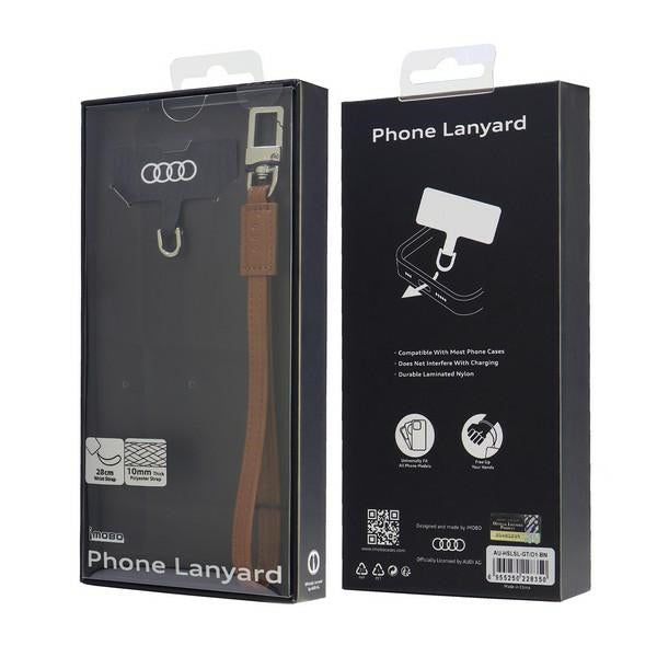 Audi universal phone lanyard 28cm 10mm Leather brown AU-HSLSL-GT/D1-BN