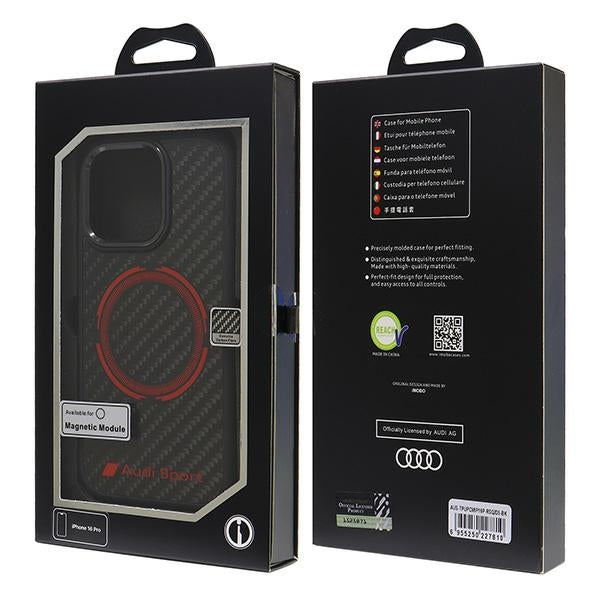 Audi Carbon Fiber Sport Red Circle MagSafe iPhone 16 Pro Max black hardcase AUS-TPUPCMIP16PM-RSQ/D5-BK