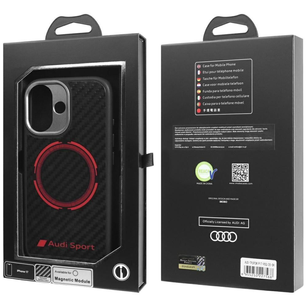 Audi Carbon Fiber Sport Red Circle MagSafe iPhone 17 black hardcase AUS-TPUPCMIP17-RSQ/D5-BK