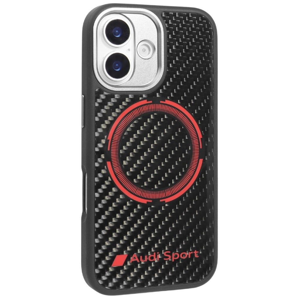 Audi Carbon Fiber Sport Red Circle MagSafe iPhone 17 black hardcase AUS-TPUPCMIP17-RSQ/D5-BK