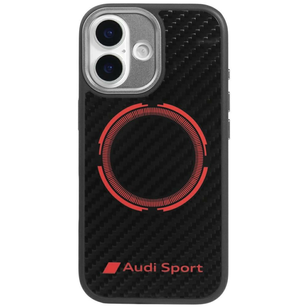 Audi Carbon Fiber Sport Red Circle MagSafe iPhone 17 black hardcase AUS-TPUPCMIP17-RSQ/D5-BK