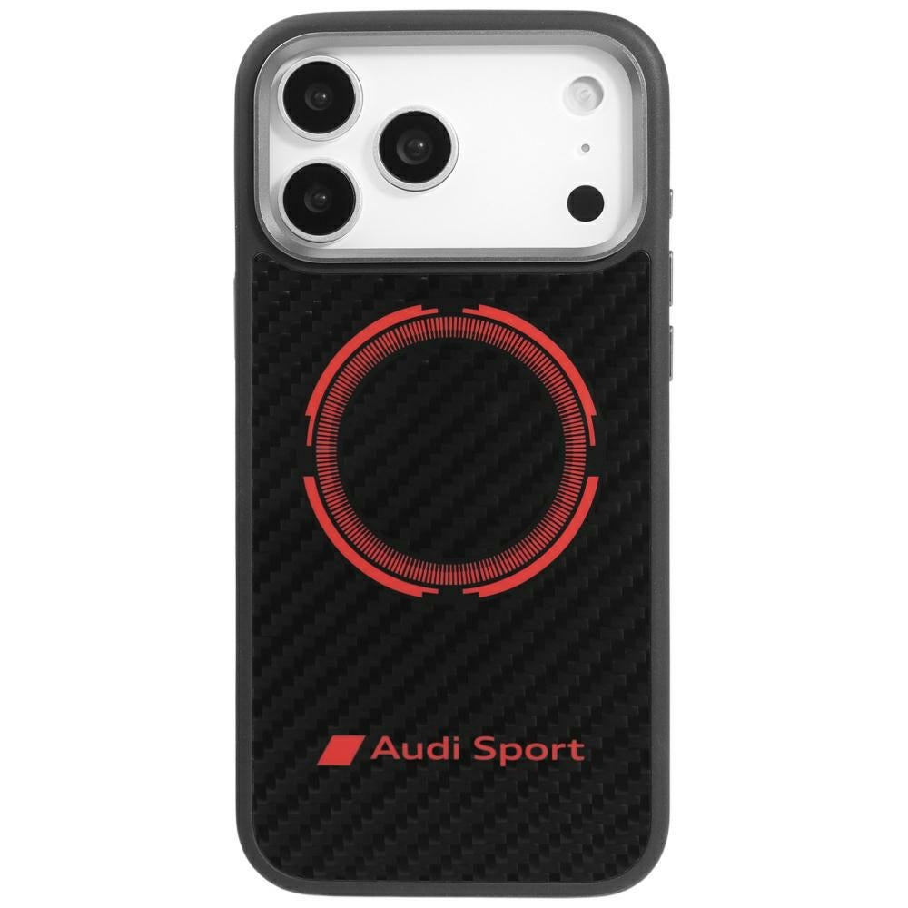 Audi Carbon Fiber Sport Red Circle MagSafe iPhone 17 Pro Max black hardcase AUS-TPUPCMIP17PM-RSQ/D5-BK