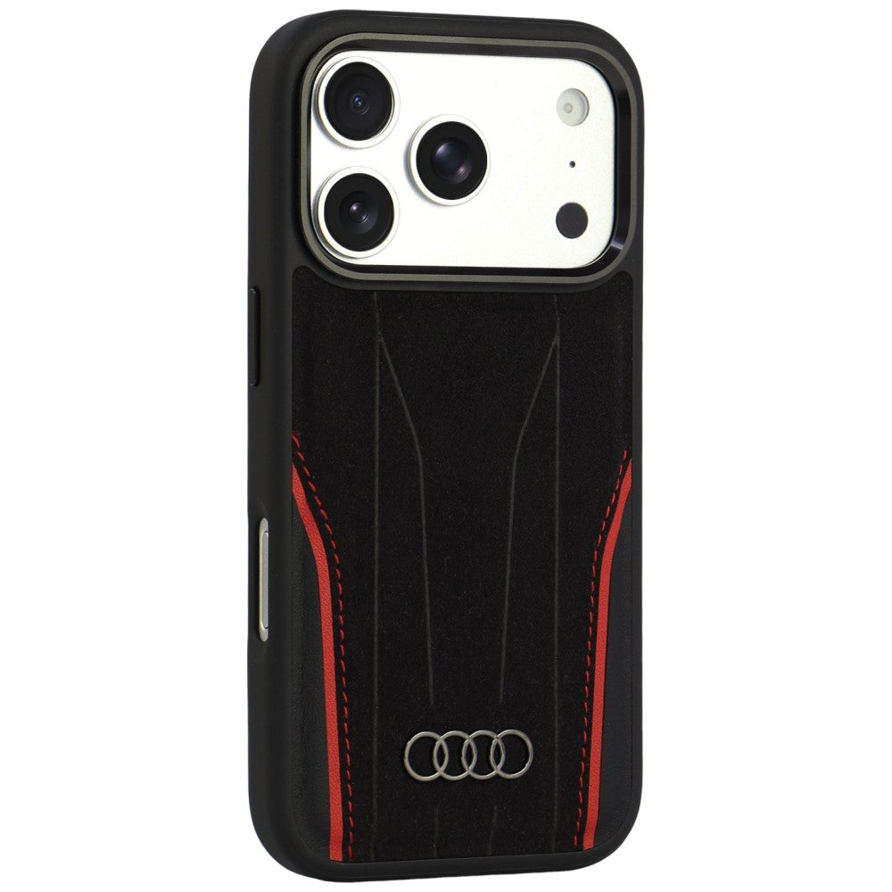 Audi R8 Genuine Leather MagSafe for iPhone 18 Pro / 17 Pro black-red