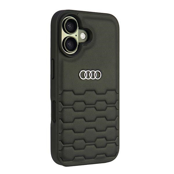 Audi Synthetic Leather iPhone 16 black hardcase AU-TPUPCIP16-GT/D2-BK