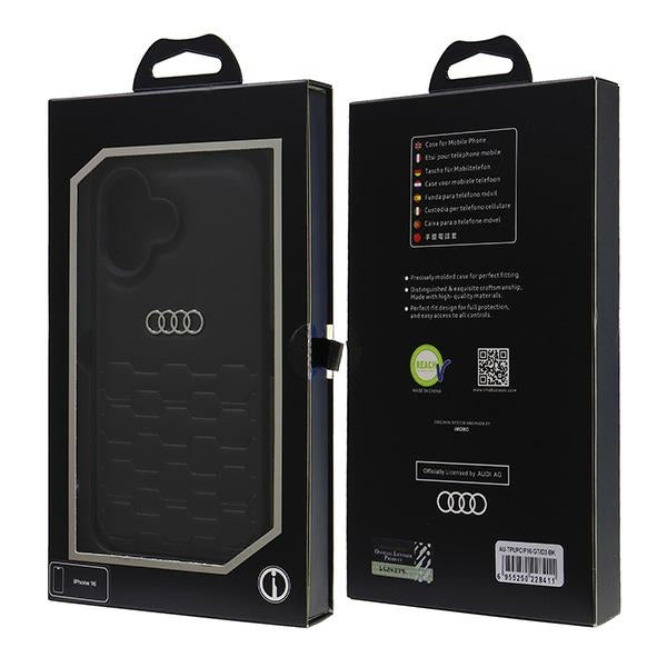 Audi Synthetic Leather iPhone 16 black hardcase AU-TPUPCIP16-GT/D2-BK