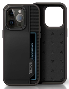 TUMI TUHCP16XRCPK Leather Hard case with Vertical card Slot for iPhone 16 Pro Max Perforated Black