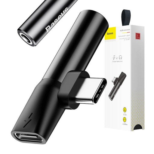 Baseus audio adapter USB-C to Mini Jack 3.5 mm + USB-C black
