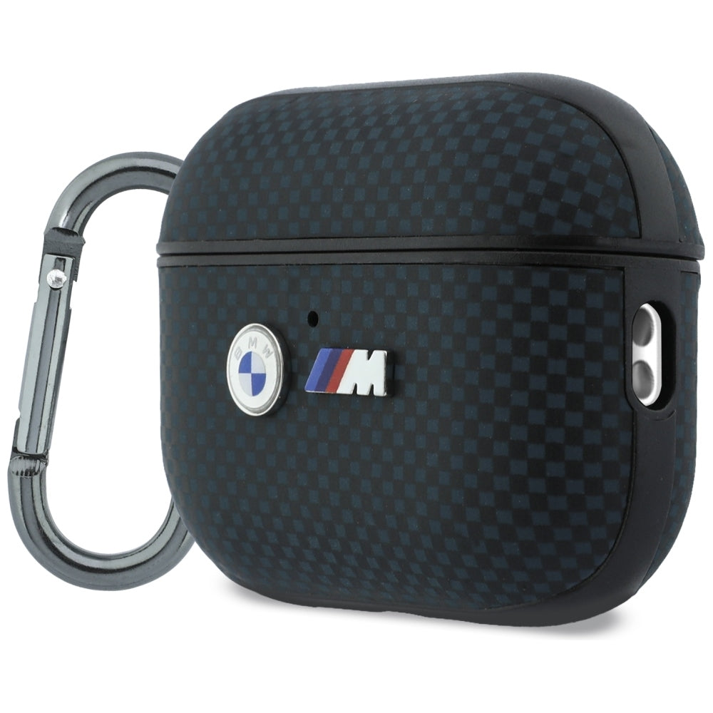 BMW M Quilted Kevlar Metal Logo Case for AirPods Pro 3 Navy Blue